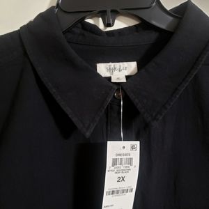 Macy's long sleeve black linen dress